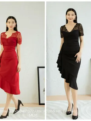 Đầm body đuôi cá phối ren