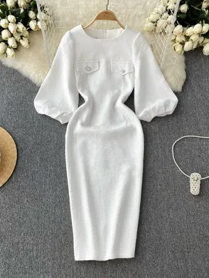 Đầm tay phồng 2 lớp vải tweed cao cấp