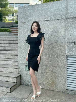 Đầm dự tiệc phối bèo cổ U