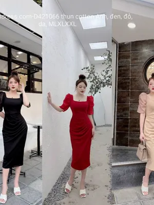 Đầm body xếp ly tay rút dây