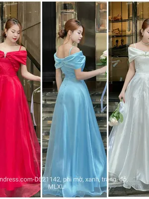 Đầm phi xoè trễ vai hai dây