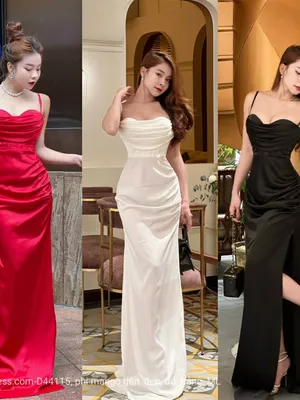Đầm dạ hội hai dây cổ đổ