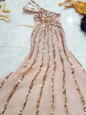 Đầm dạ hội cao cấp lệch vai đính đá dọc thân