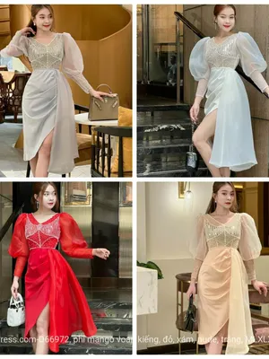 Đầm body dự tiệc tay dài tà xéo kèm tùng