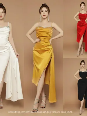 Đầm body hai dây tùng dài