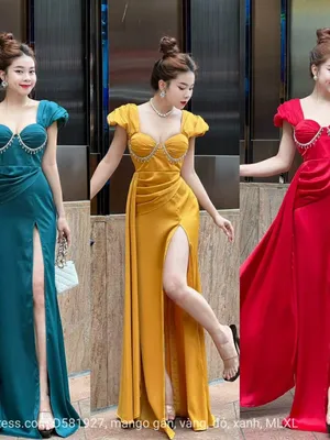 Đầm dạ hội đính dây pha lê