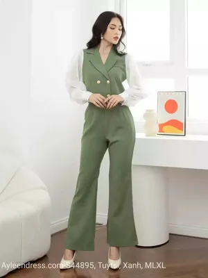 Set bộ Vest lửng phối màu Stye HQ