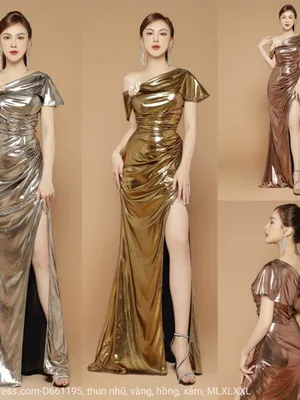 Đầm dạ hội nhũ lệch vai (hoa bán rời)