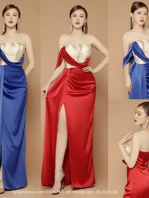 Đầm dạ hội xẻ tà rớt vai
