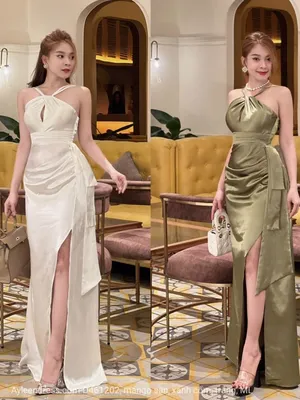 Đầm dạ hội cổ yếm xẻ ngực