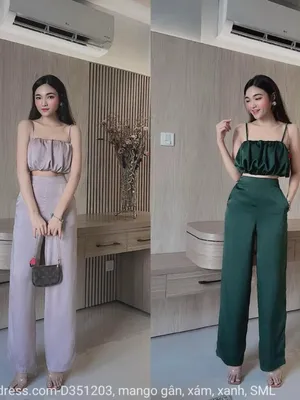 Set áo hai dây quần ống suông