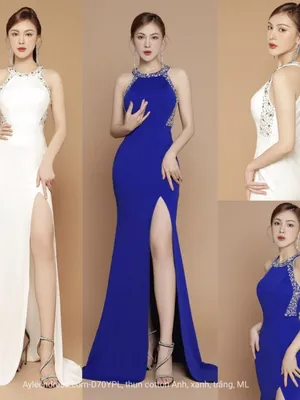 Đầm cổ yếm kết đá pha lê