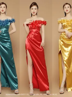 Dạ hội trễ vai đính dây đá