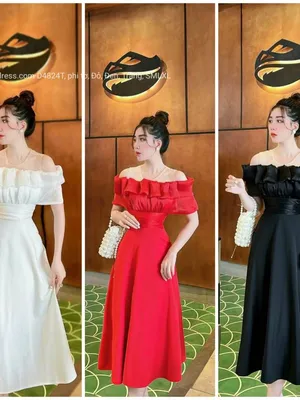 Đầm xòe đô lưới phối tơ ánh kim