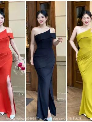 Đầm Dạ hội lệch vai 1 dây đính hạt