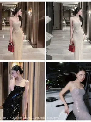 Đầm kim sa Maxi kim sa 2 dây lấp lánh