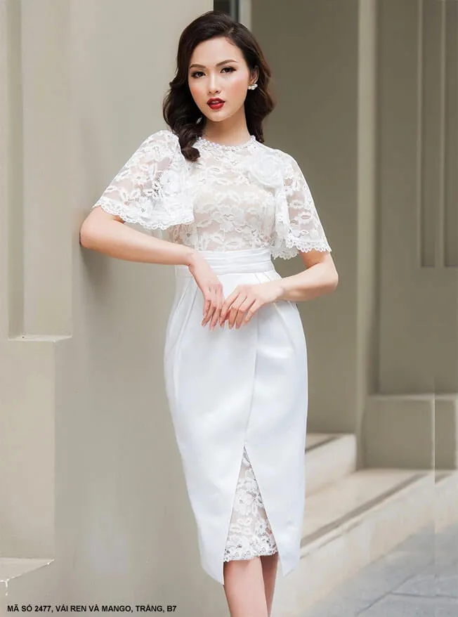 Đầm công sở sọc cổ vuông màu trắng | Đầm body đẹp