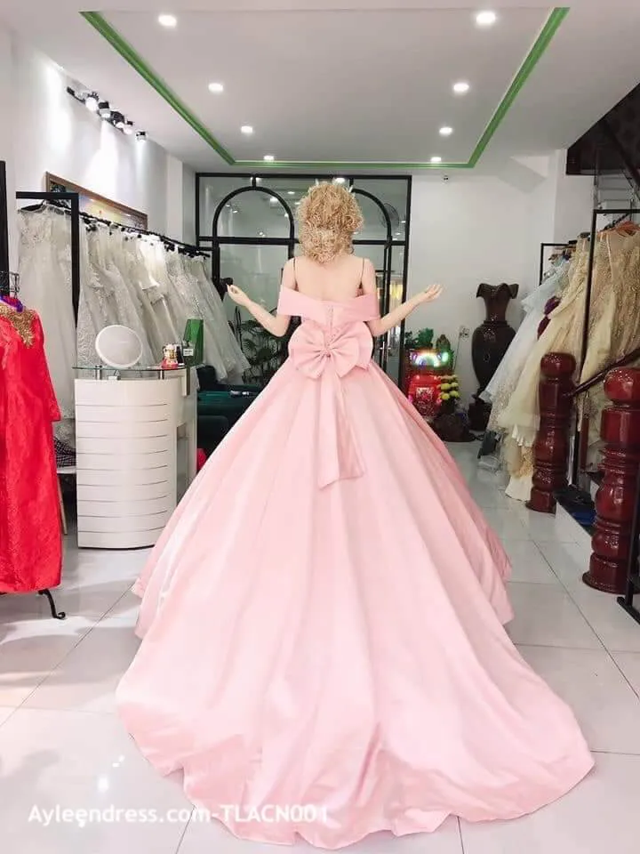 Váy cưới đuôi cá màu hồng dâu - DH02 - NiNiStore 2024
