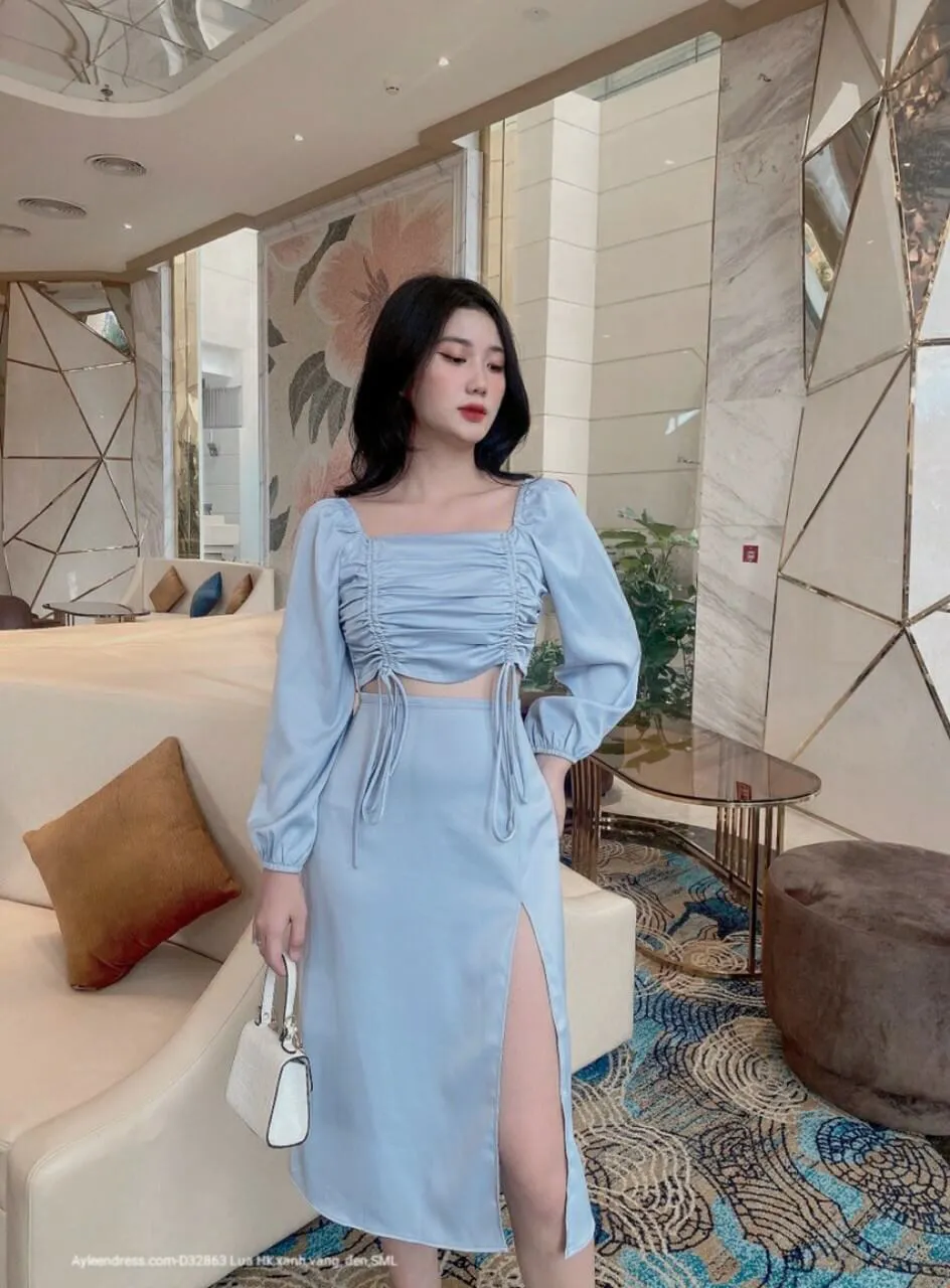 MS042 Chân váy len midi xẻ tà túi vuông | Phu Linh - Fashion & More