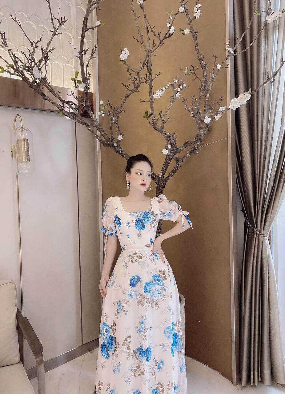 Đầm maxi trắng tay dài kín đáo | Shopee Việt Nam