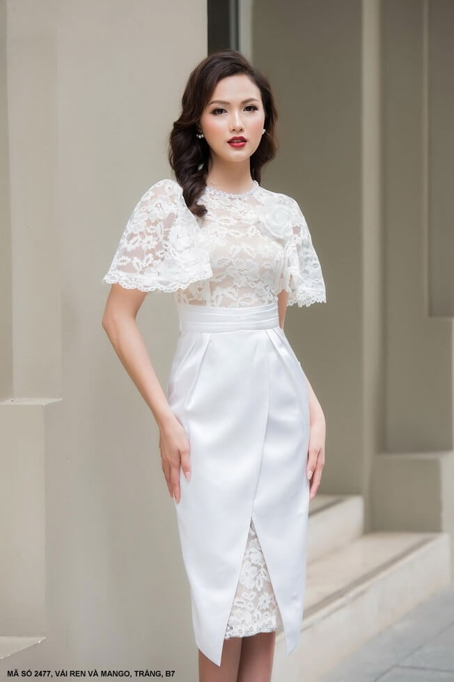 Đầm trắng body pha ren lưng cao cấp MH060903  Xinh Đẹp Tự Nhiên