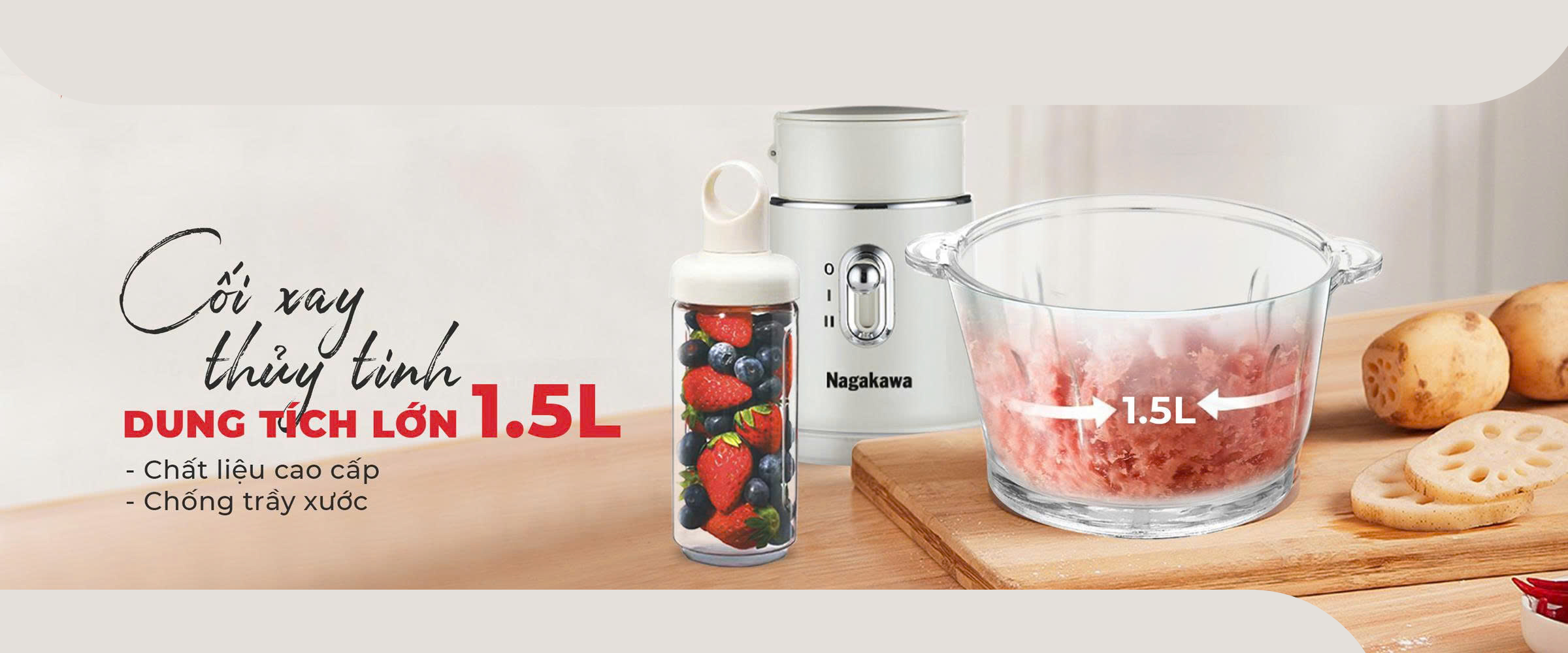 Cối thủy tinh cao cấp máy xay Nagakawa NAG0823 Cối thủy tinh cao cấp máy xay Nagakawa NAG0823