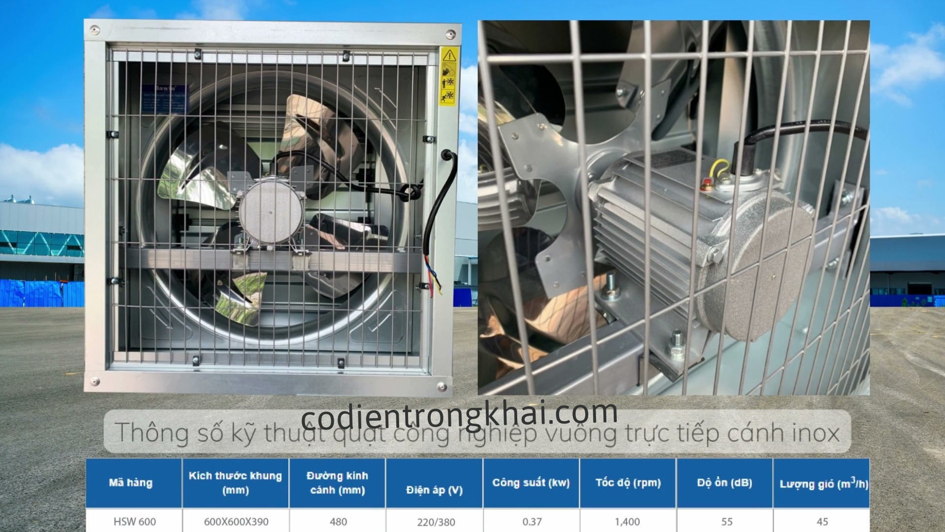 Quạt hút công nghiệp vuông 600