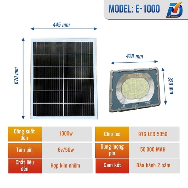 Pha NL Mặt Trời Elip - 916 led 1000w