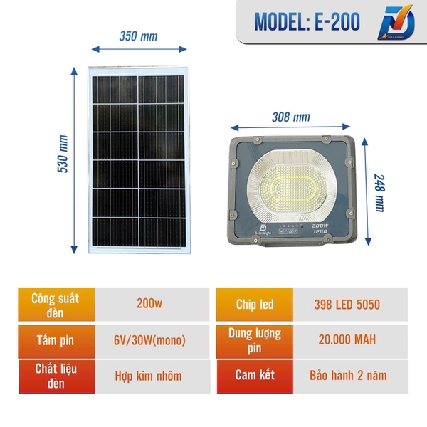Pha NL Mặt Trời Elip - 398 led 200w