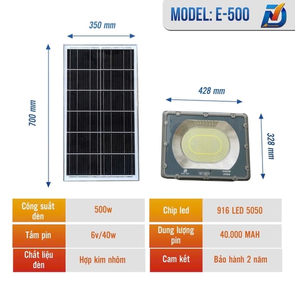 Pha NL Mặt Trời Elip - 916 led 500w