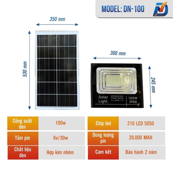 Pha Năng Lượng Mặt Trời - 210 led 100w