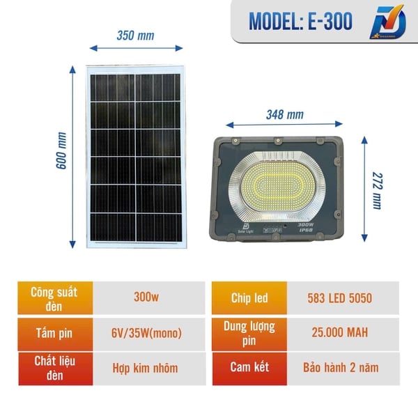 Pha Năng Lượng Mặt Trời - 800 led 300w
