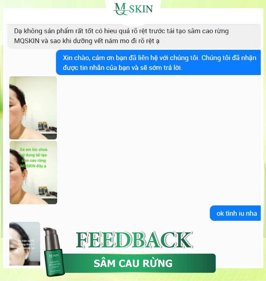 Khách dùng tái tạo da sâm cau rừng mq skin Khách dùng tái tạo da sâm cau rừng mq skin