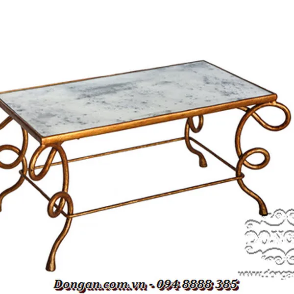 20th Century French Iron & Mirror Coffee Table
