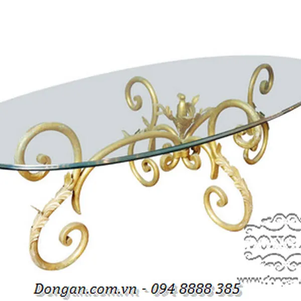 Distressed Brass Base Coffee Table