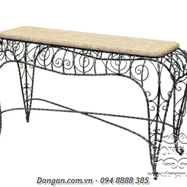 Exceptional Hand Forged Iron Console With Faux Stone top
