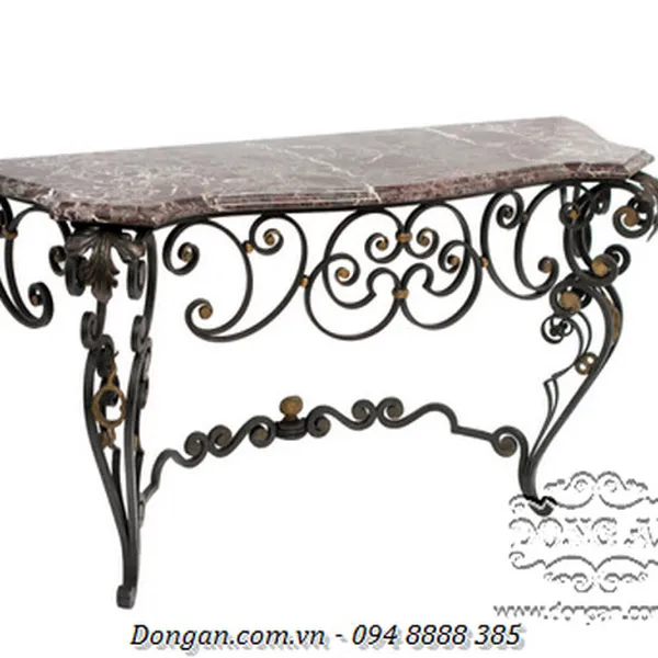 French Louis XV Style Wrought Iron Console Table