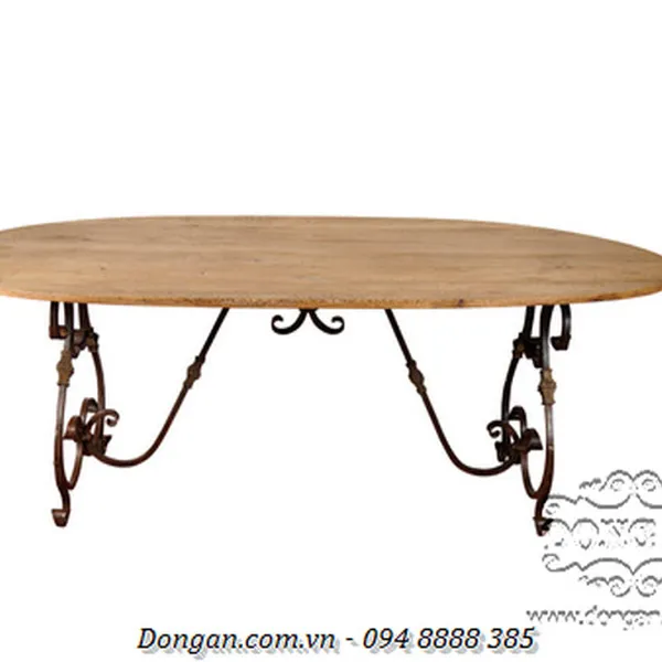 French Wrought-Iron Base Dining Table