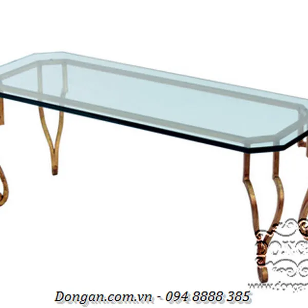 Gilded Bronze Coffee Table with Thick Glass Top