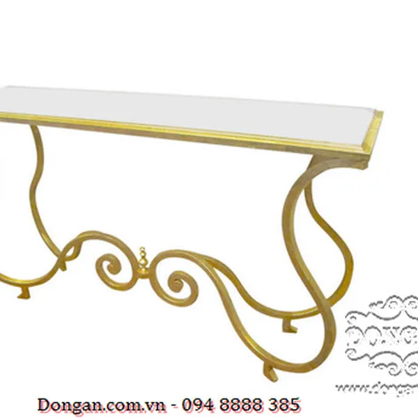 Gold Iron & Carrera Marble Table