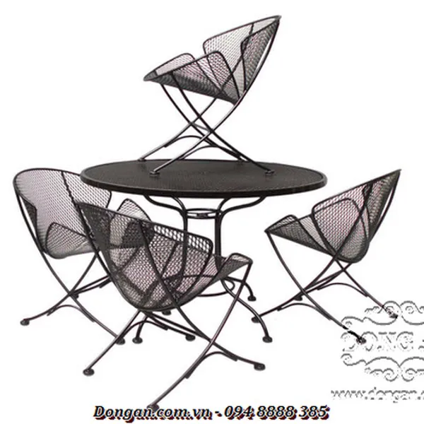Jet Age Wrought Iron Table with Four Chairs by Russel Lee Woodard