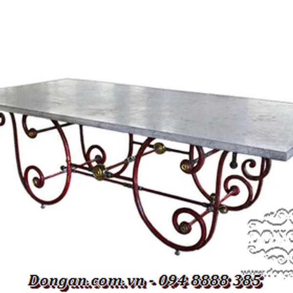 Large Butcher Table with Marble Top