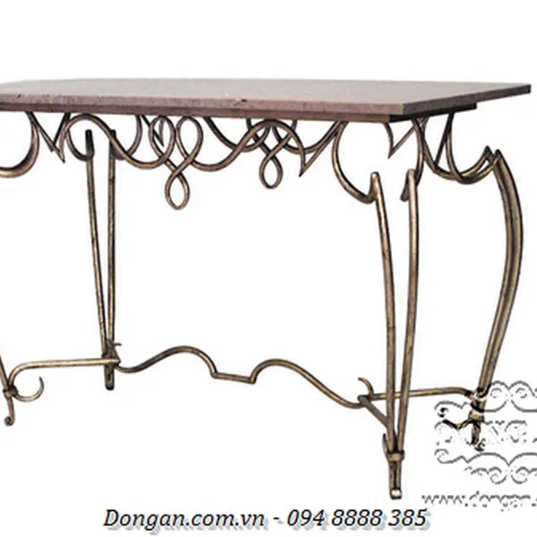 Scroll Form Gold Painted And Marble Center Table