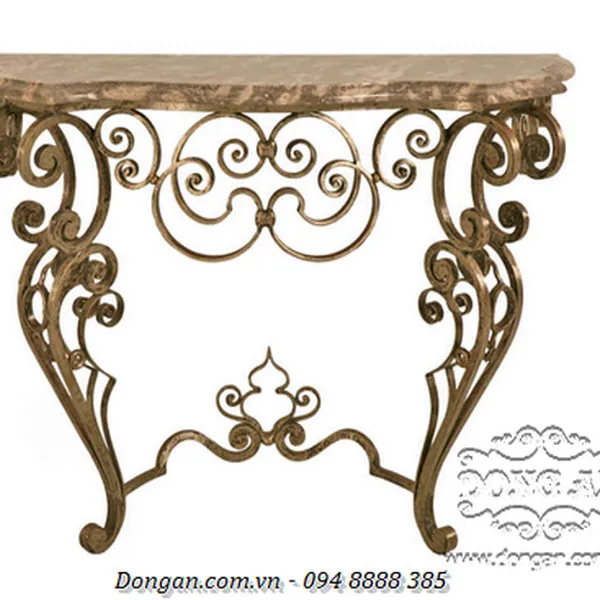 Stellar & Ornate Iron and Stone Console Table