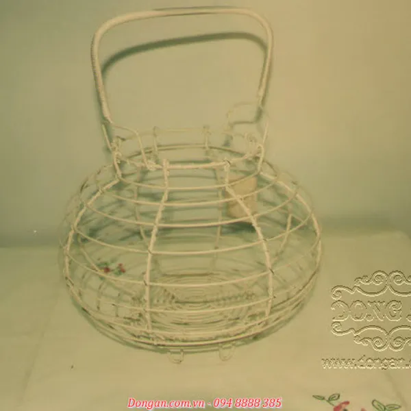 Wire Egg Basket - Deco White