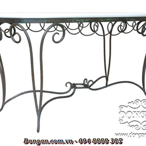 Wrought Iron and Stone Center Table
