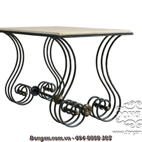 Wrought Iron & Marble Coffee Table