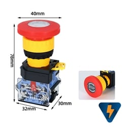 Nút nhấn khẩn cấp Emergency Stop phi 22 tự giữ có chữ Stop VTPLA38-Estop