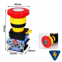 LA38-11ZS (STOP) Nút Dừng Khẩn Cấp 1NO 1NC 22mm 10A Emergency Stop