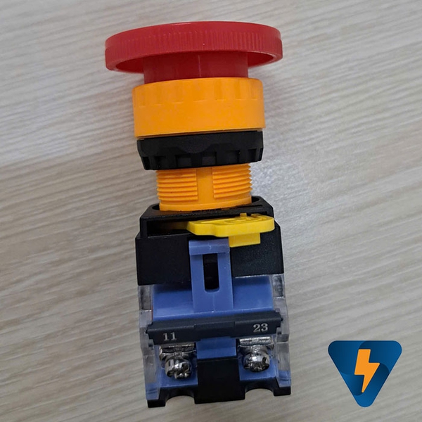 Nút nhấn khẩn cấp Emergency Stop phi 22 tự giữ có chữ Stop VTPLA38-Estop